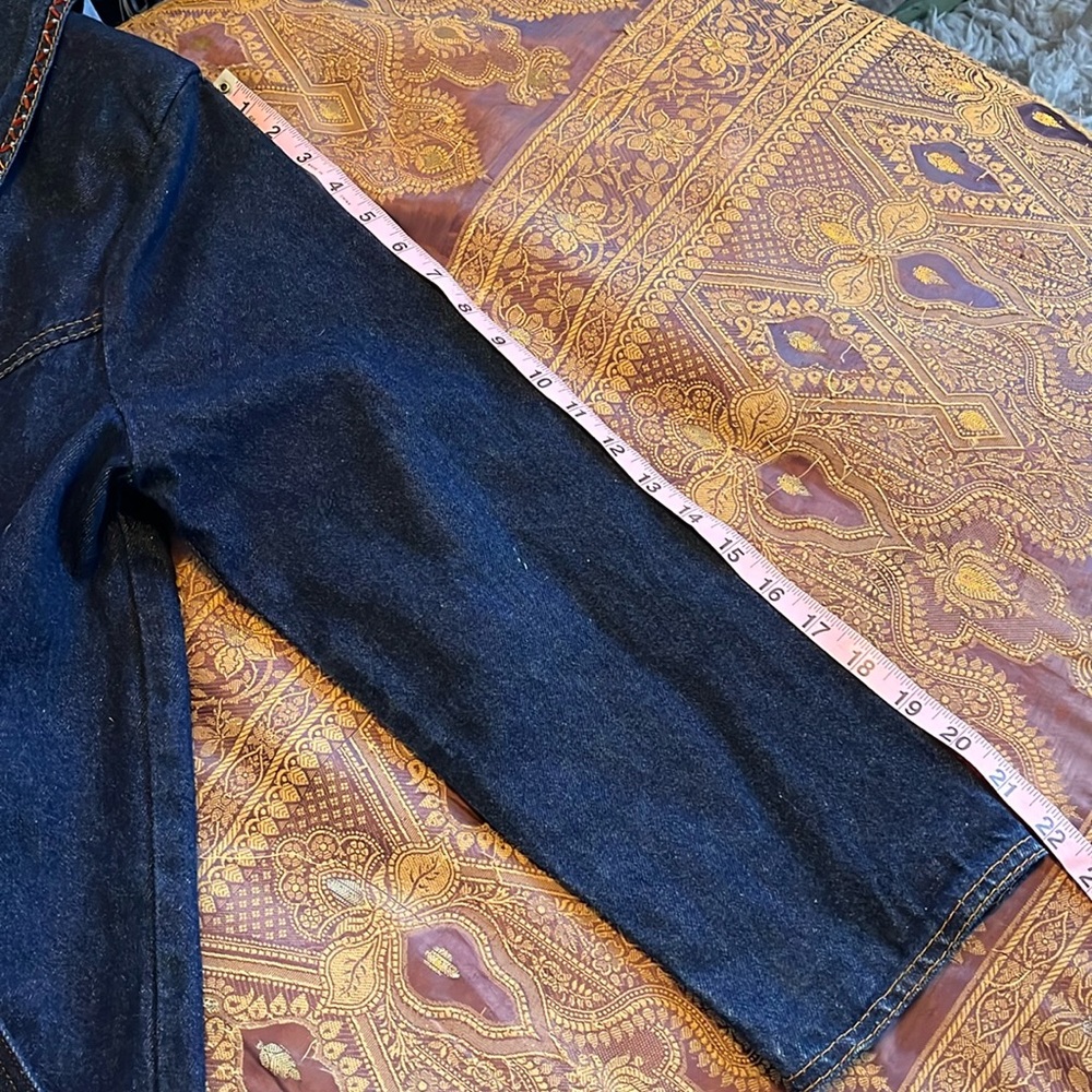 Boone Industries Denim Duster Button up Coat Beads & Modern detail Made in USA - Picture 15 of 17